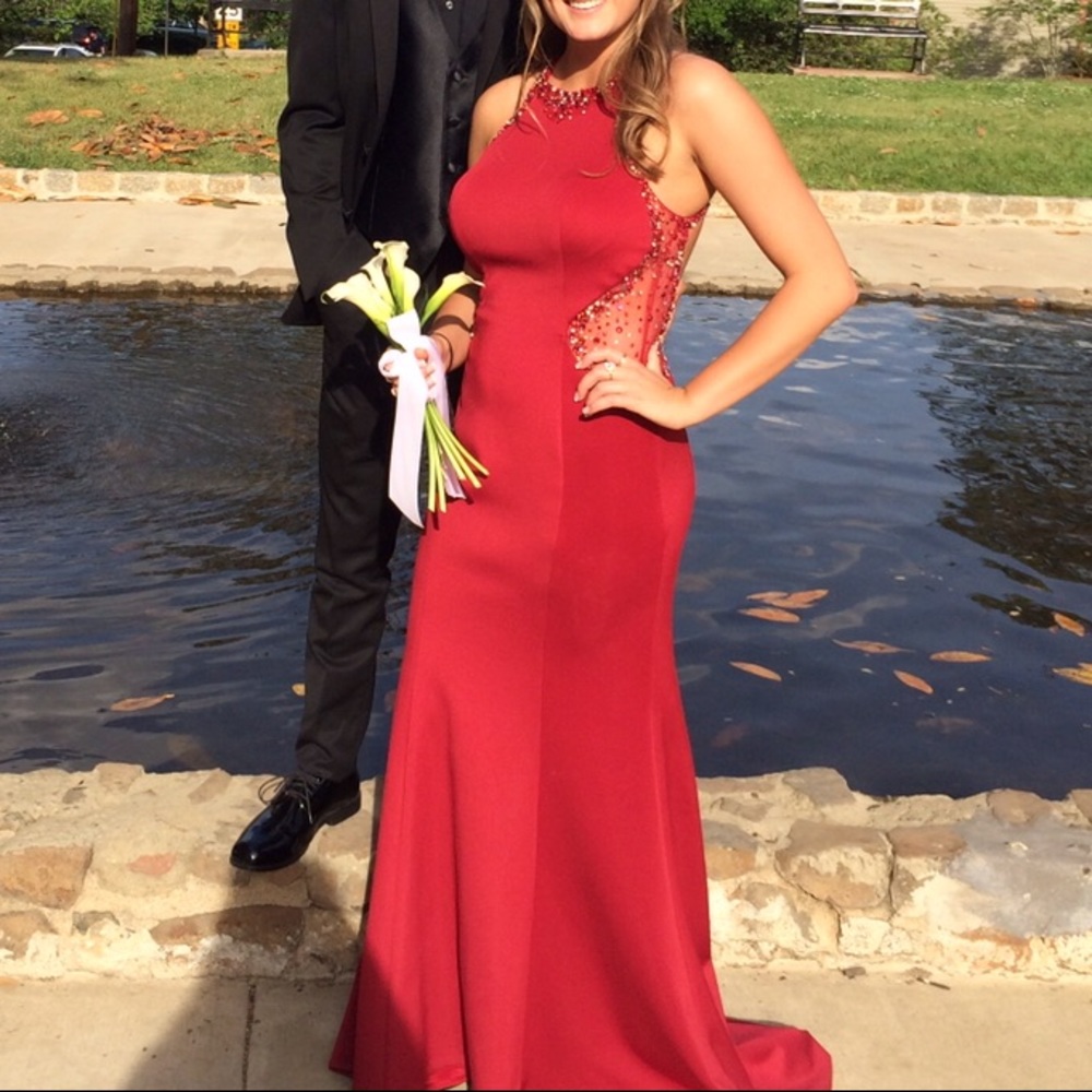Wine red Tiffany Designs prom dress